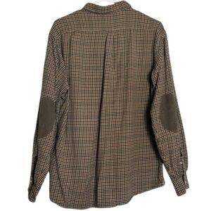 Cremieux Houndstooth Button Down Flannel Shirt Mens Large Elbow Patches Chore